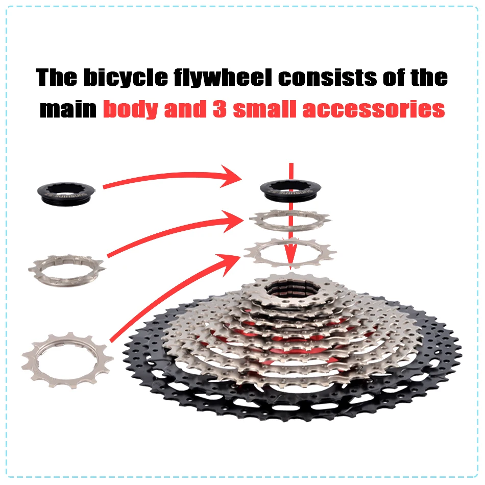 SUNSHINE Bicycle Cassette 8/9/10/11/12 Speed Mountain Bicycle Freewheel Bicycle Sprocket HyperGlide system For Shimano/SRAM