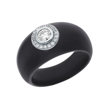 

Silver ring with ceramics and cubic zirconia sunlight sample 925