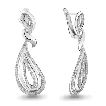 

Earrings long AQUAMARINE with cubic zirconia, silver 925