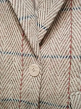 Female Blazer Coat Elegant Jacket Single-Button Wool Vintage Vimly Women Office Lady