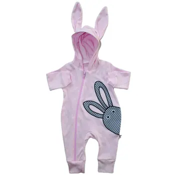 

Zipper Plays-Eyed Rabbit Printed Pink Jumpsuit