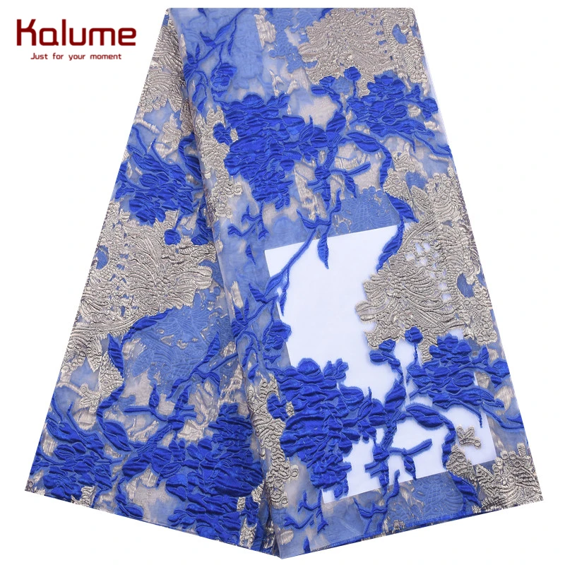 African Tulle Lace Fabric Satin Nigerian Brocade Gild Jacquard Sewing Wedding Party Dress Women Cloth
