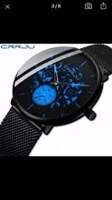 CRRJU-Reloj de pulsera con correa de malla delgada para hombre, cronógrafo de moda, color azul, Retro, con flores huecas, informal, resistente al agua, 2021