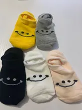 Calcetines de algodón para niños, calcetín oculto con sonrisa dibujada, sin Show, para verano, 5 pares