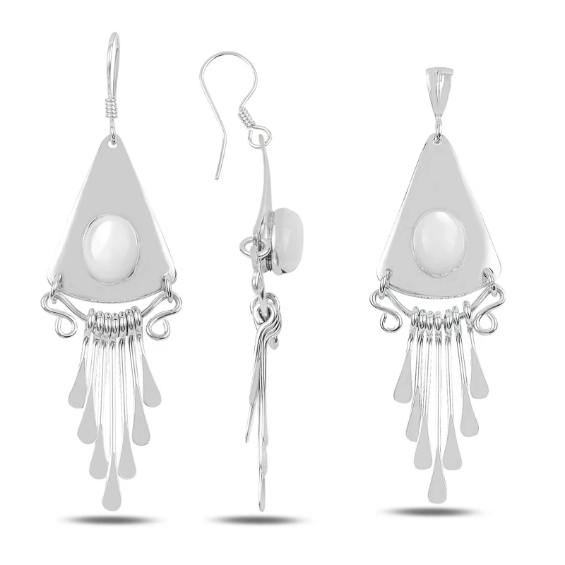 

Silver 925 Sterling Pearl Cubic Zirconia Hand Job Set