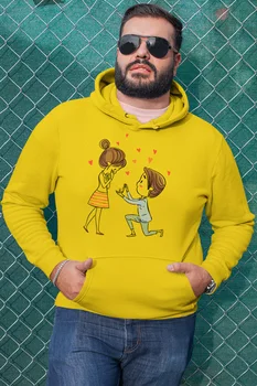 

Angemiel Wear Marriage Proposal That Young Love Yellow Men 'S Hooded Sweatshirt