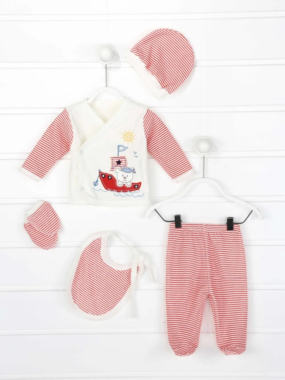 082-7123-002 Kırmızı Yenidoğan Erkek Bebek 5 li Hastane Çıkışı (1)