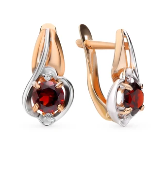 

Gold earrings with cubic zirconia and Garnet sunlight sample 585 test