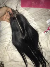 Bling-pelo liso brasileño con cierre para mujer, 2x6, pelo de bebé, parte media, cierre de pelo humano Remy, encaje suizo, Color Natural, 8-22