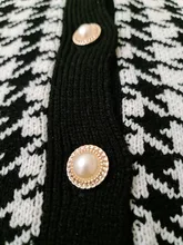 FSDA-suéter de manga larga con cuello de pico para mujer, cárdigan negro con botones y pata de gallo, de punto, holgado, de gran tamaño, informal, otoño e invierno, 2020