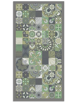 

Panorama® Vinyl Rug Printed with Vintage Design in Green Colour | Kitchen Carpet | Living Room Rug | XXL Rugs | PVC Rugs