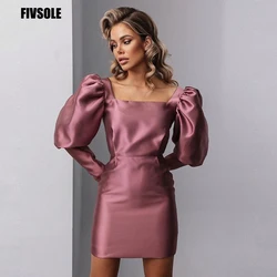 Puff Sleeves Simple Elegant Graduation Gowns 2022 Homecoming Dresses Above Knee Prom Dress Cocktail Party Club Vestido De Festa