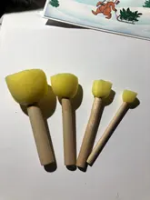 4 unids/set DIY de madera esponja amarillo pintura cepillo de pintura sello con mango de madera cepillo esponja niños herramienta de pintura