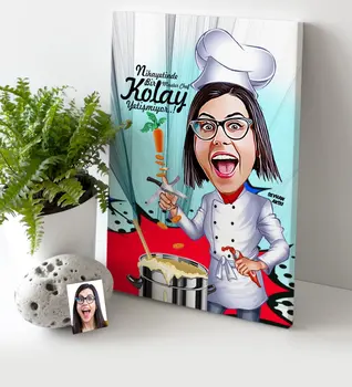 

Personalized Women 'S Master Chef Cartoon Canvas Table (30x50 cm.) 1