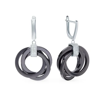 

Silver earrings with ceramics and cubic zirconia sunlight sample 925