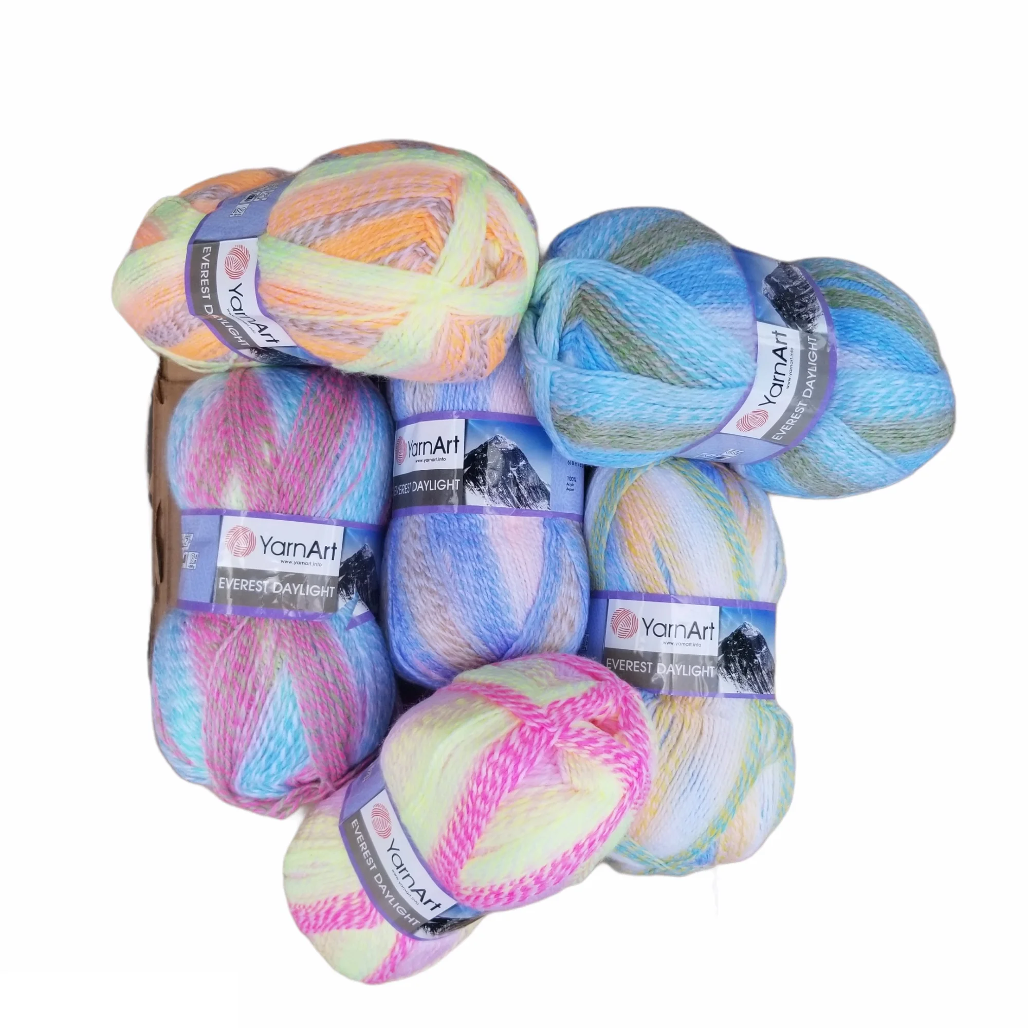 Yarnart Everest Daylight Yarn 3x200gr-610mt Hand Knitting Crochet Thread %100 Acrylic Batik Variegated Strand Mink Vivid Blanket