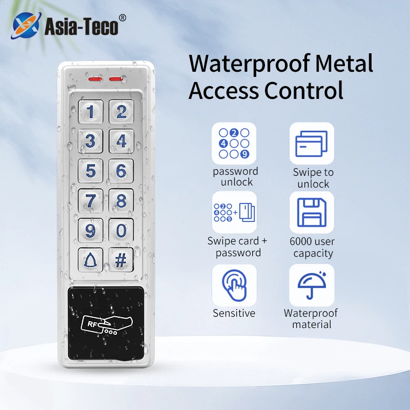 IP67 Waterproof RFID Reader Lock Door Access Control Keypad 6000