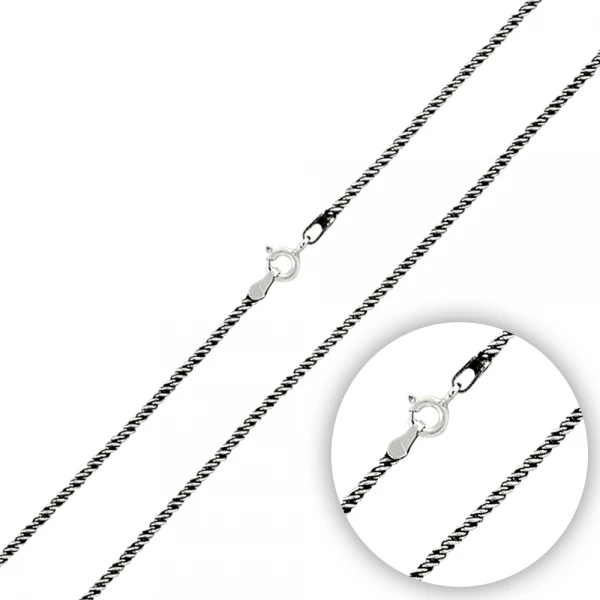 

Silver 925 Sterling 50 Micron Oxidized Auger Chain Necklace