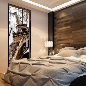 

Mural for port-Photo wallpaper - Eiffel Tower on wood I - 90x210 cm
