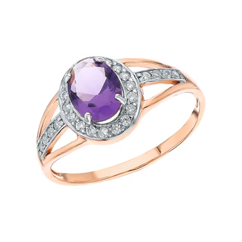 

Silver ring with amethyst and cubic zirconia sunlight