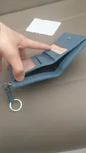 Cartera de piel sintética suave para mujer, cartera amarilla de marca, monedero Mini con broche, tarjetero, billetera corta, Bolso pequeño Delgado, llavero con cremallera