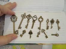 13 Uds Vintage encantos mixto colgante de llaves bronce antiguos encantos clave collar pulseras DIY joyería de Metal al por mayor