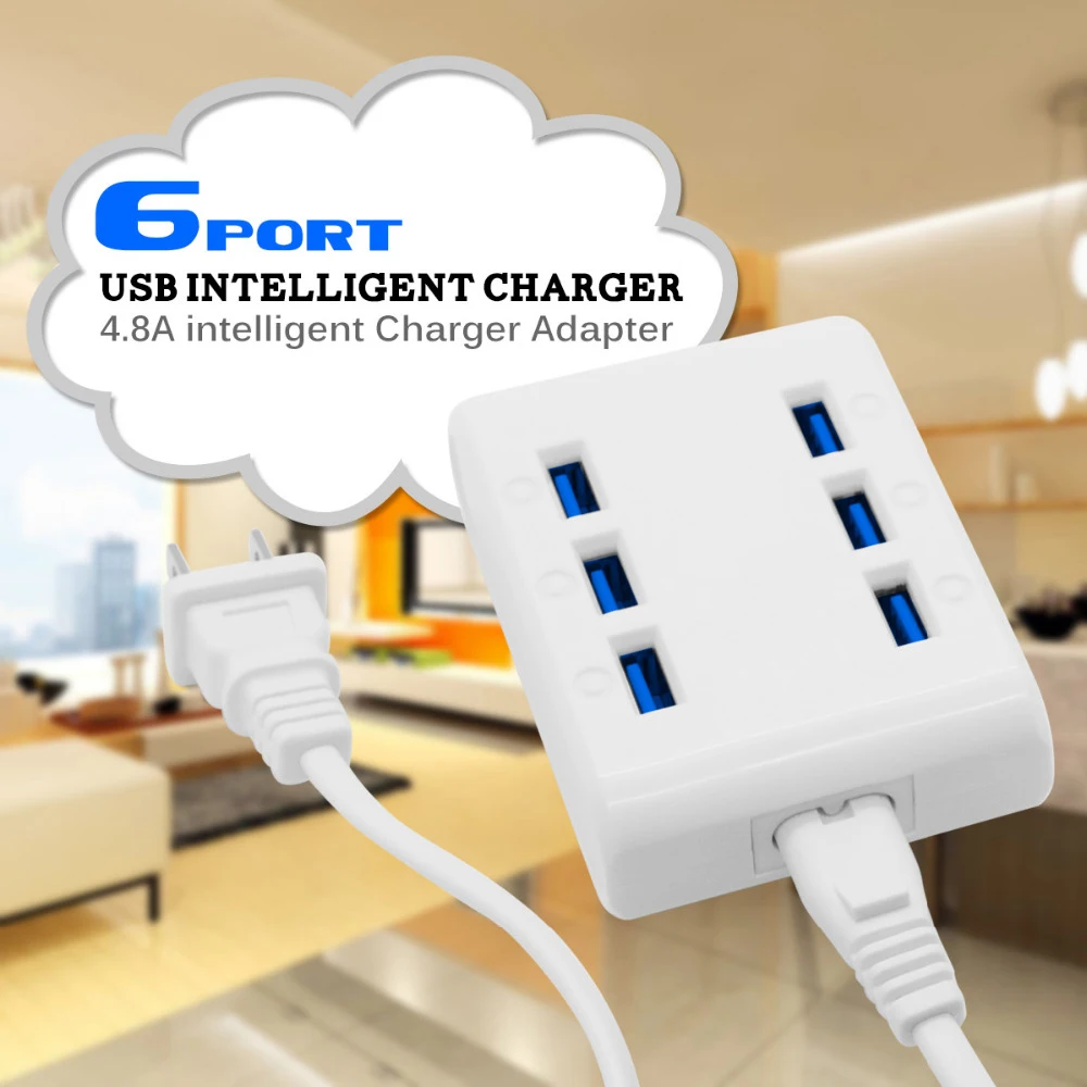 PHOMAX 24 Вт 4.8A 6 Порты и разъёмы зарядка через usb станция мини Портативный мульти USB