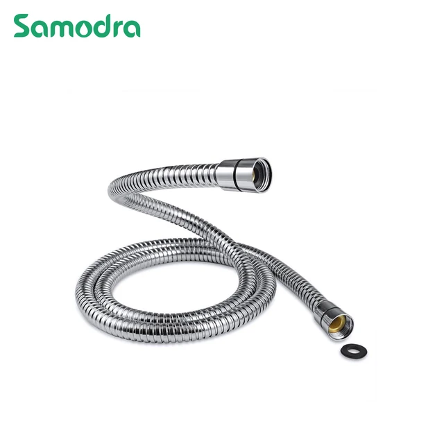 SAMODRA 1.25 M สายฝักบัว 8 มม.ขนาดใหญ่ BORE สแตนเลส Chrome สายฝักบัวเปลี่ยน LeakProof & Anti-Kink 1