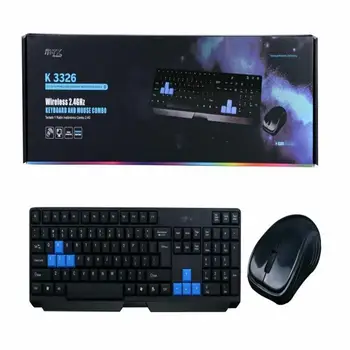 

Combo keyboard and Mouse Wireless K3326 MTK Wireless Keyboard and wireless Mouse with Battery color Black + Blue