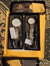 OLEVS-Reloj de dos tonos de acero inoxidable, reloj de pulsera de cuarzo, resistente al agua, para parejas