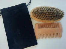 Juego de peines naturales para hombre, cepillo de afeitar ecológico, peine para Barba, conjunto de reparación de bigote, cerdas de pelo profesional