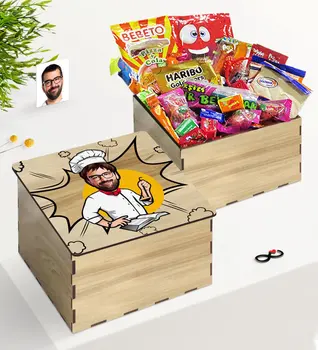 

Tailor-made In Wooden Box Bay Chef Caricature Of Nostalgic Lezzetler Gift Seti-12