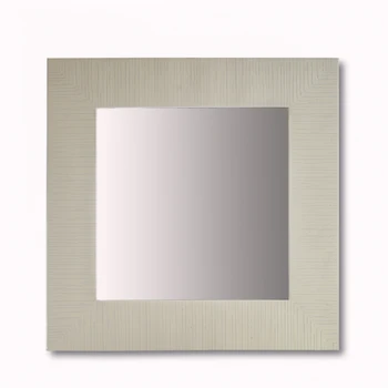 

Square wall mirror striped frame light gray 70X70
