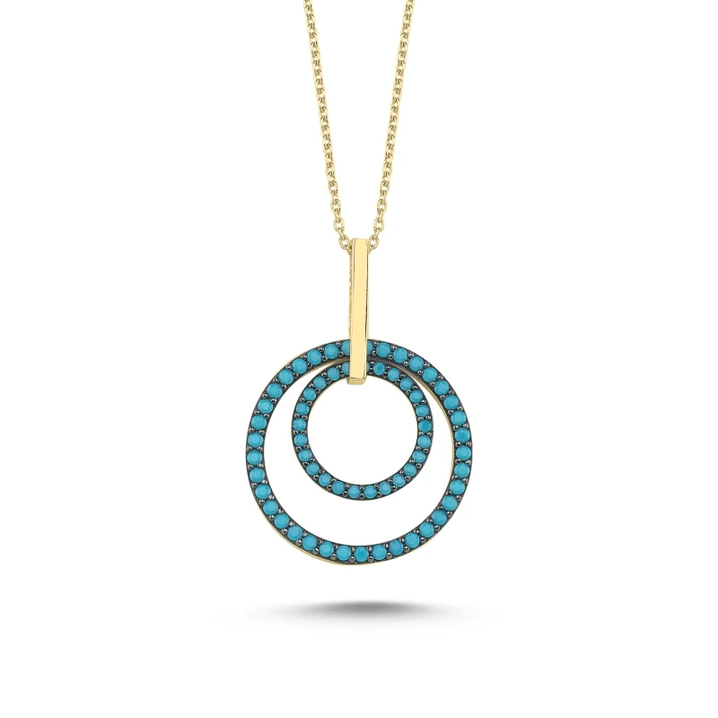 

Movable Double Circle Nano Turquoise Stone Ghost Pendant