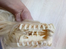 Extensiones de Cabello para mujer, coletas con ondas, 14 pulgadas, pelo sintético Rubio, extensión Natural