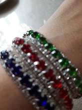 Pulseras de plata de ley 925 con zirconia cúbica, brazaletes de 14 colores con cadena de eslabones de cristal austriaco