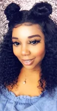 Peluca de cabello humano rizado de 13x4 para mujer, Frontal de encaje postizo, pelo negro brasileño predespuntado con Baay, Remy 150%