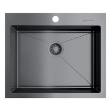 Мойка для кухни Omoikiri Akisame 59-GM нерж.сталь(вороненая сталь)(Устойчивая к царапинам, перелив