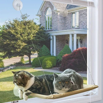 

Cat Window Hammock Cats Perch Kitty Safety Bed Window Mounted Sunny Seat with Durable Heavy Duty Suction Cups Hold up to 30lbs