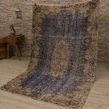 Темно-синий турецкий ковер, Анатолий стиль ковер, уникальный ковер Цветочный Коврик с рисунком