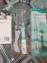 Seago-cepillo de dientes eléctrico para niños, boquillas de repuesto con recordatorio inteligente, luz LED, suministro de batería, Sónico, 3 años +