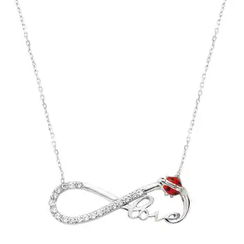 

925 sterling Silver Ladybird Buggy Infinity Love Lady Necklace