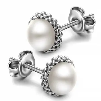 

Earrings pouches Sunduk from silver with pearls round
