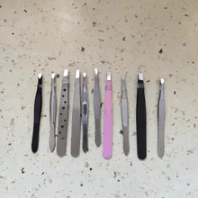 Pinzas para cejas de acero inoxidable, juego de 10 unidades, pinzas para el pelo, pinzas para recortar cejas, pinzas para extensiones de pestañas, utensilios de belleza para maquillaje