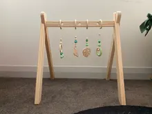 2021 nuevo 4 unids/set bebé nórdicos Estructura de gimnasia para bebés colgantes para colgar mordedor anillo de madera Molar regalos