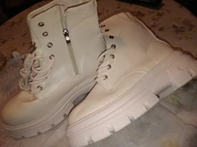 COOTELILI-Botines de punta redonda con cremallera y cordones para mujer, zapatos de moda, antideslizantes, con tacón de 5,5 cm, 2020