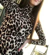 Body de leopardo para mujer, Tops de cuello alto de manga larga, Bodycon, monos ajustados, ropa Sexy para discoteca, otoño 2020