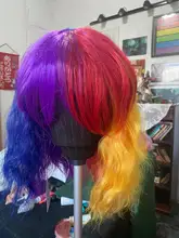 HAIRJOY sintético de mujer Cosplay del pelo peluca Arco Iris Multi Color pelucas