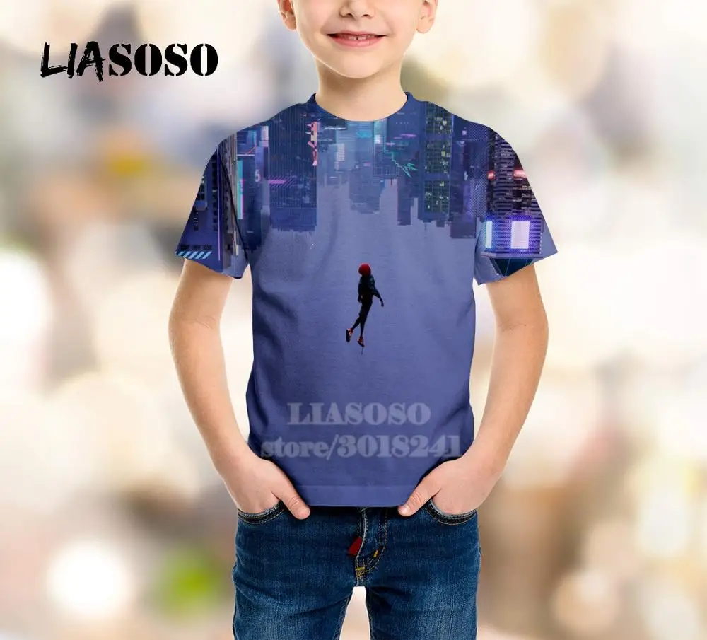 LIASOSO/Детская толстовка для подростков футболка с объемным принтом Человека-паука в стиле «Человек-паук» детский топ, пуловер с короткими рукавами для мальчиков и девочек, B129 - Цвет: 5