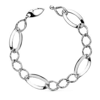

Bracelet 18k white gold hollow 21cm. Chunky link [AB2335]